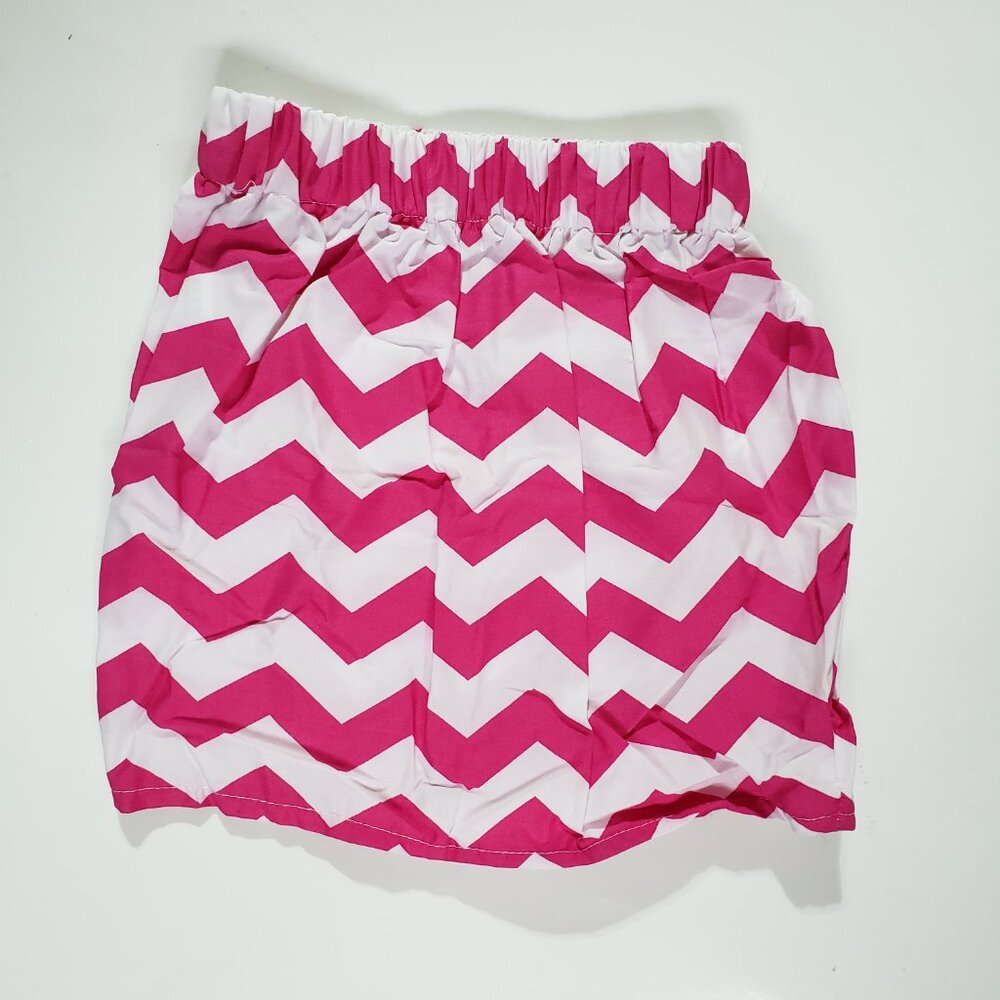 4/$20 Hot pink white chevron toddler girl elastic waist skirt, size 110 or 4T